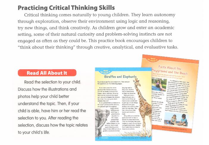 美国小孩常用家庭辅导练习册Critical Thinking 全8册